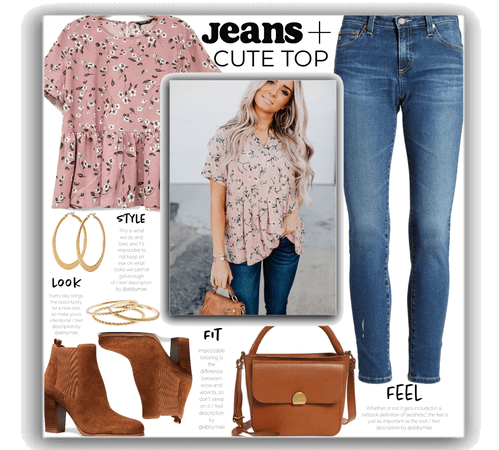 jeans + pink floral top