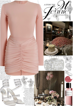 Pink dress & luxurious jewelry with a stunning heels for a fancy day