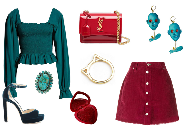 turquoise and red
