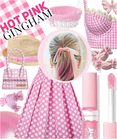pink gingham and dots