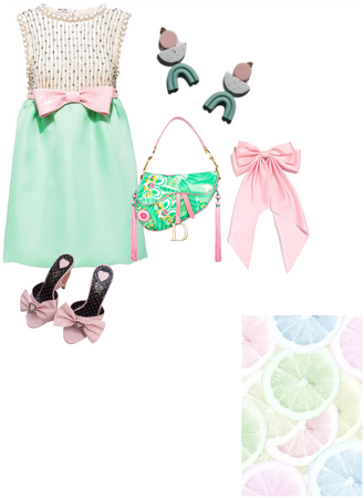 Pastel green and pink