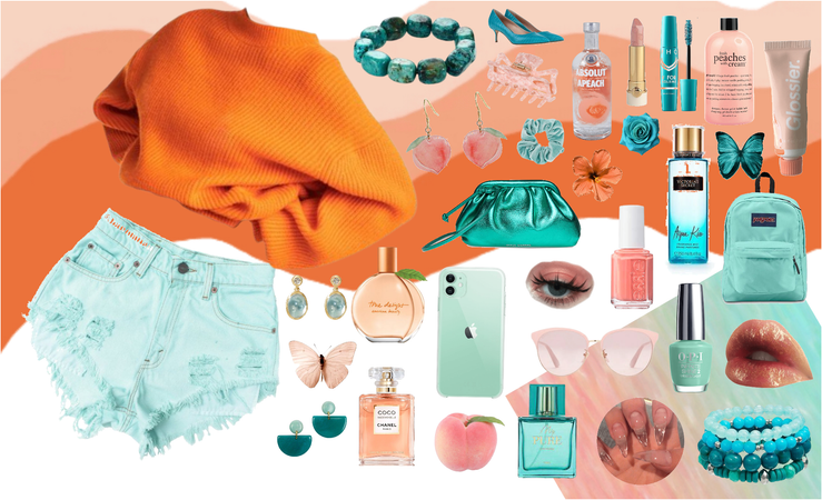 teal and peach