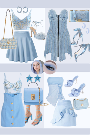Light pastel monochrome blue outfits