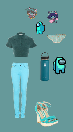 extremely mismatched cyan outfit  🩵🩵