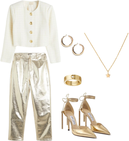 Metallic pants outfit perfect for new year