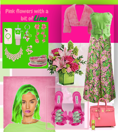 pink flowers and a bit of lime