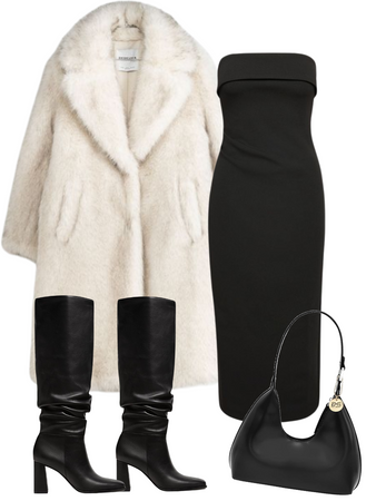 black and white winter coat outfit