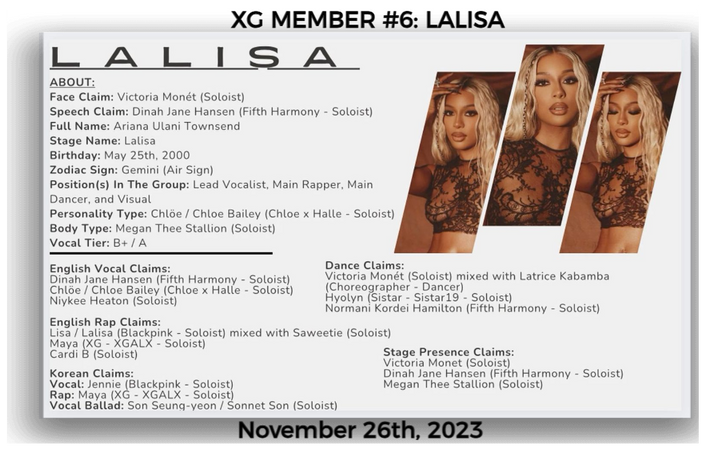 XG MEMBER #6: LALISA