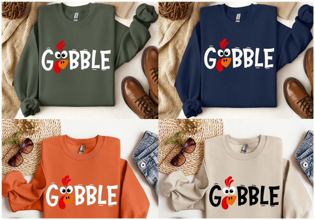 Gobble Turkey Thanksiving Sweatshirt and Hoodie