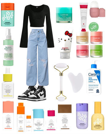Outfit of the day with skincare