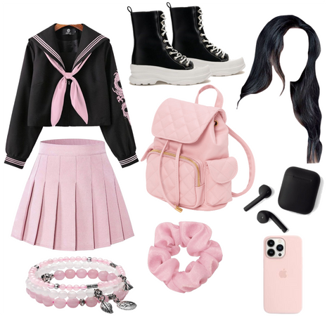Schoolgirl - Black & Pink