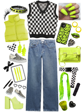 Neon yellow/green and checkers!