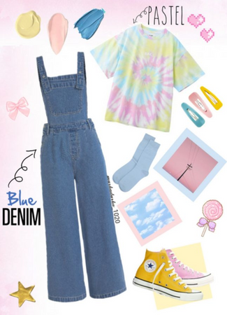 blue denim&pastel style