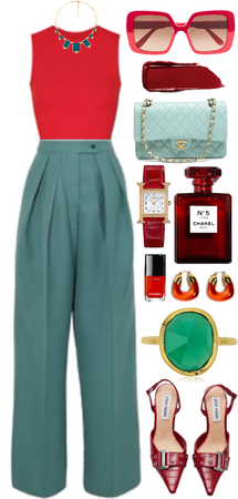 teal + red