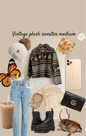 Vintage plush sweater outfit