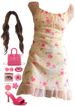 Pink and Yellow Floral Dress