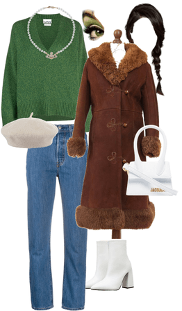 sheepskin coat greenish outfit