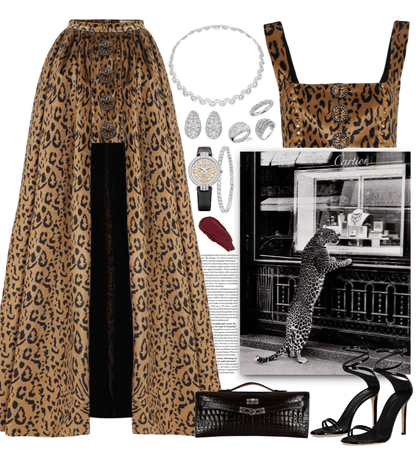 leopard outfit with diamonds