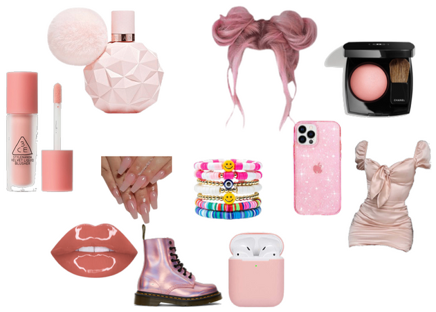 pink makeup and clothes