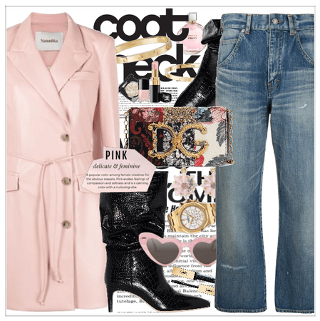 Pink leather coat