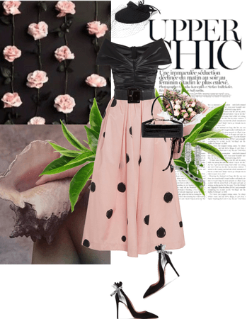 Midi skirt - pink&black