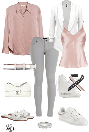 pink gray and white outfits