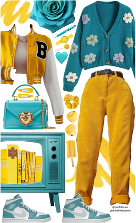 retro yellow and blue