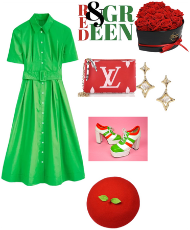 Red and green teacher outfit