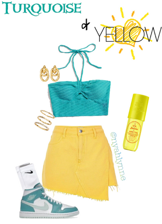 ꧁turquoise & yellow꧂