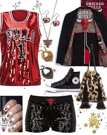 Black Sequins with a Pop of Chicago Bulls