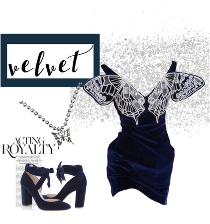 challenge- navy velvet butterfly outfit