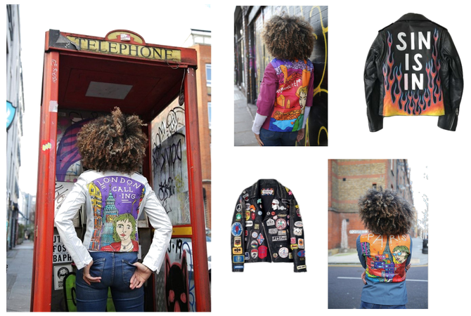 Cool and printing women's leathes jacket