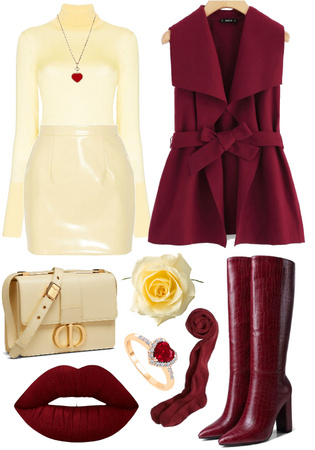 Wine Red & Pale Yellow