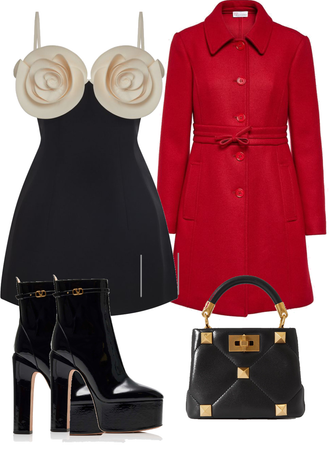 black & red coat