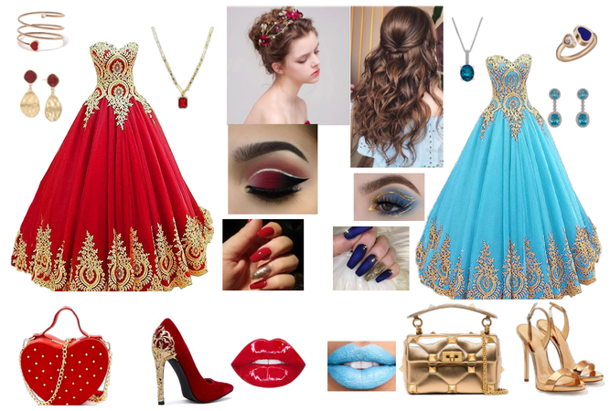 Ball gown redgold VS bluegold