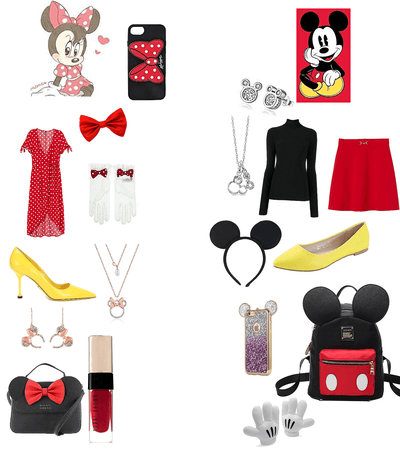Mickey Mouse and Minnie Mouse outfits