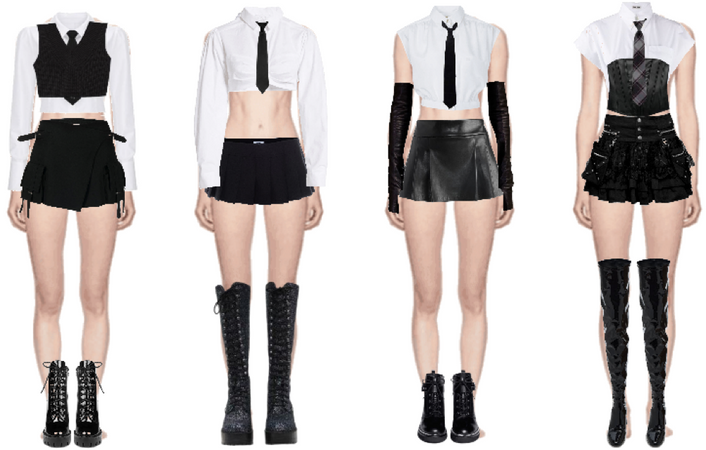 4 member kpop group outfit