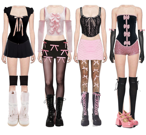 Pink & Black Four Member Stage Outfit