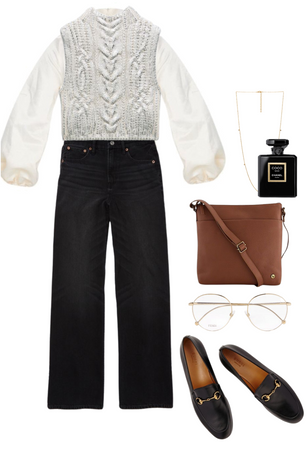Knit Vest and Loafers