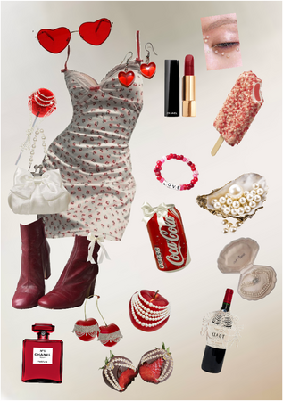 coquette red&white outfit inspo