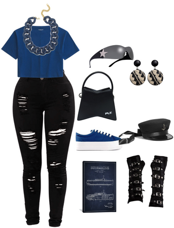 Black and navy outfit
