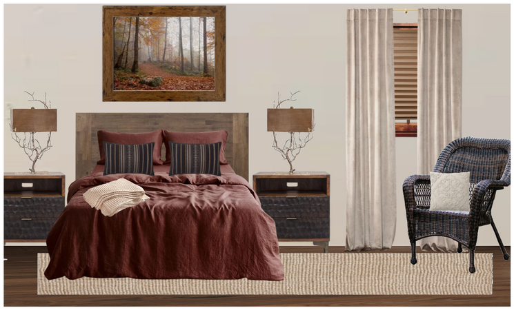 Browns & Charcoal Forest Bedroom
