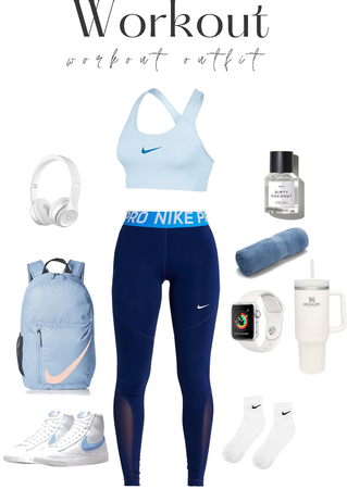 Blue Workout Outfit - blue and white