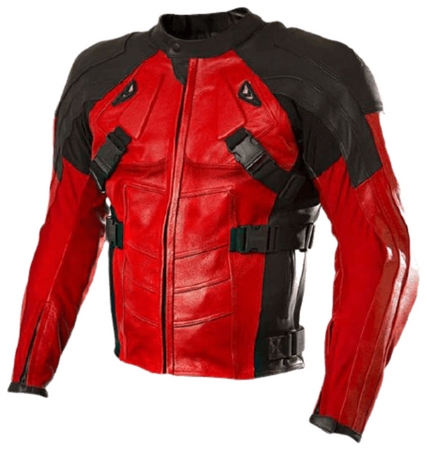 Ryan Reynolds Deadpool Red and Black Leather Jacke