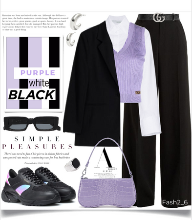 black, white, purple