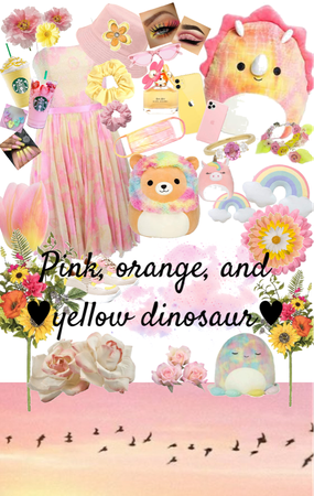 pink, orange, and yellow dinosaur