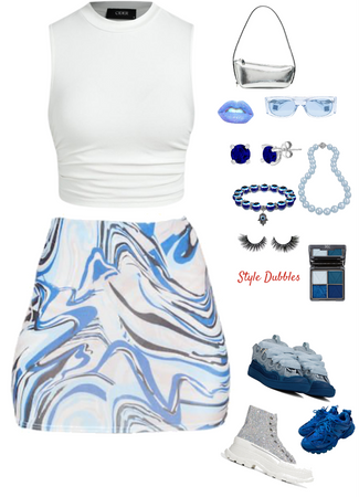 Blue Megan Thee Stallion concert outfit sneakers