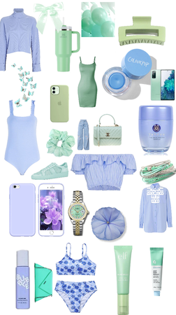 mint green and sapphire