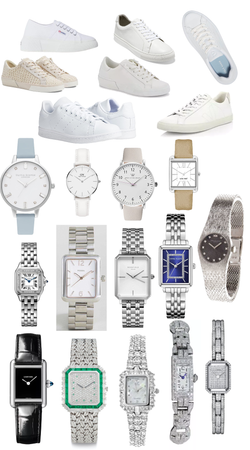 white sneakers and watches