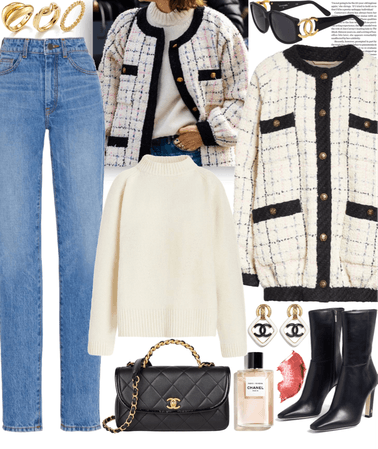co-ordination Gucci oversized jacket with CHANEL accessories